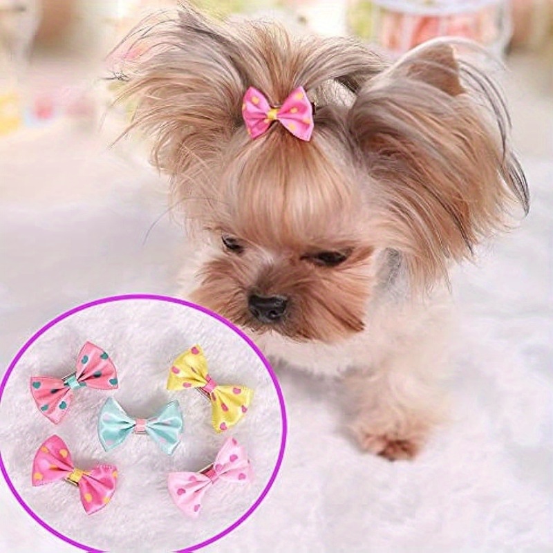 

5pcs Mixed Pet Hairpins, Long-haired Dog Bow Accessories For Pet