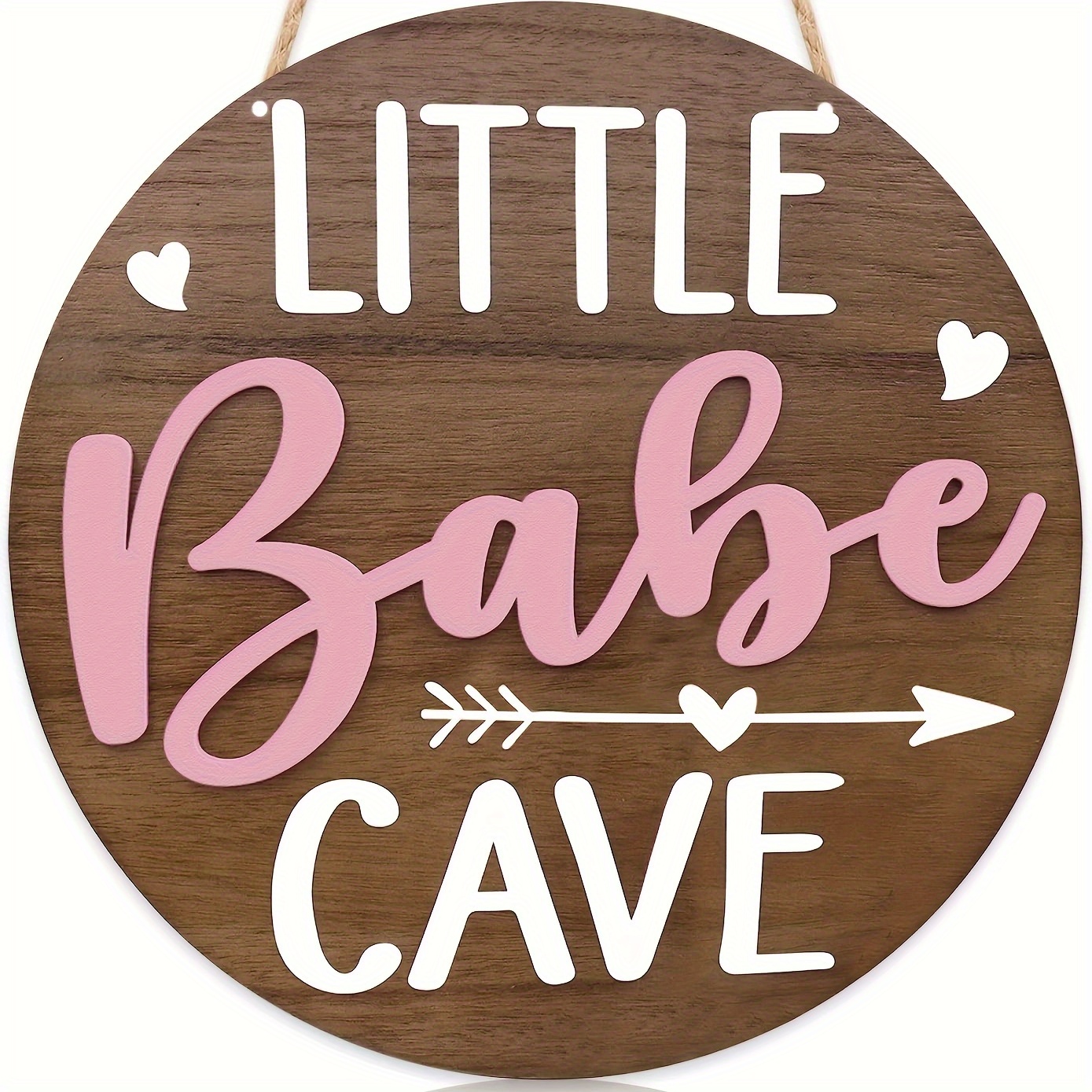 

1pc, Rustic Wooden Little Baby Cave Sign, For Nursery Room Decor-natural Wood Wall Art, For Toddler Bedroom, Lanyard Round Door Sign