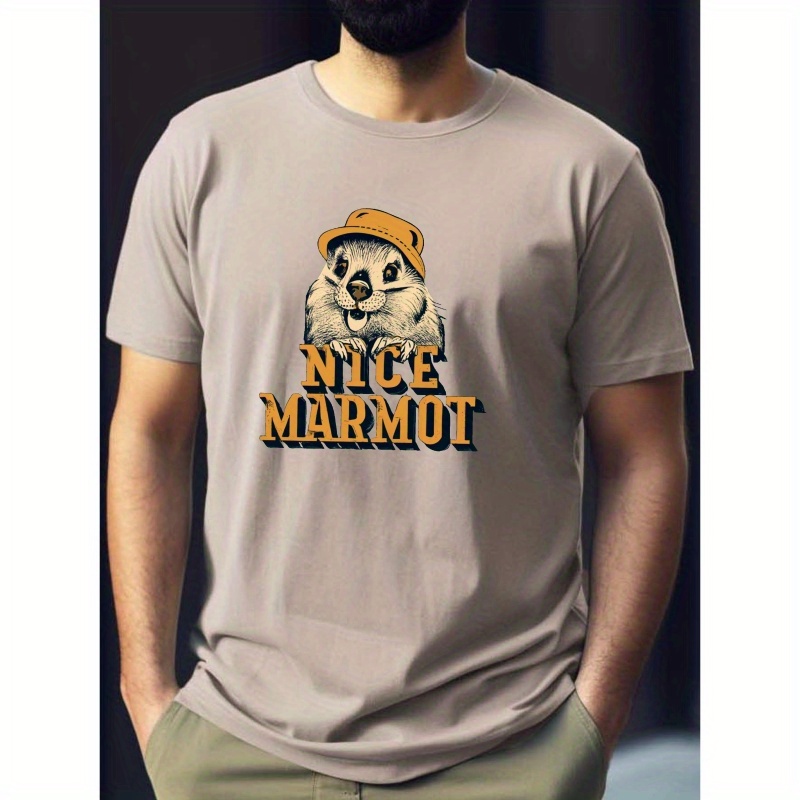 

Joli t-shirt imprimé marmotte, t-shirts pour hommes, t-shirt décontracté à manches courtes pour l'été