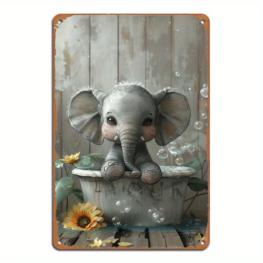 

1pc, Metal Tin Sign Cute In The Bathtub Bathroom Wall Decor Signs Aluminum Metal Tin Sign Wall Hanging Plaque, Indoor/outdoor Decor(8x12inch/20*30cm)