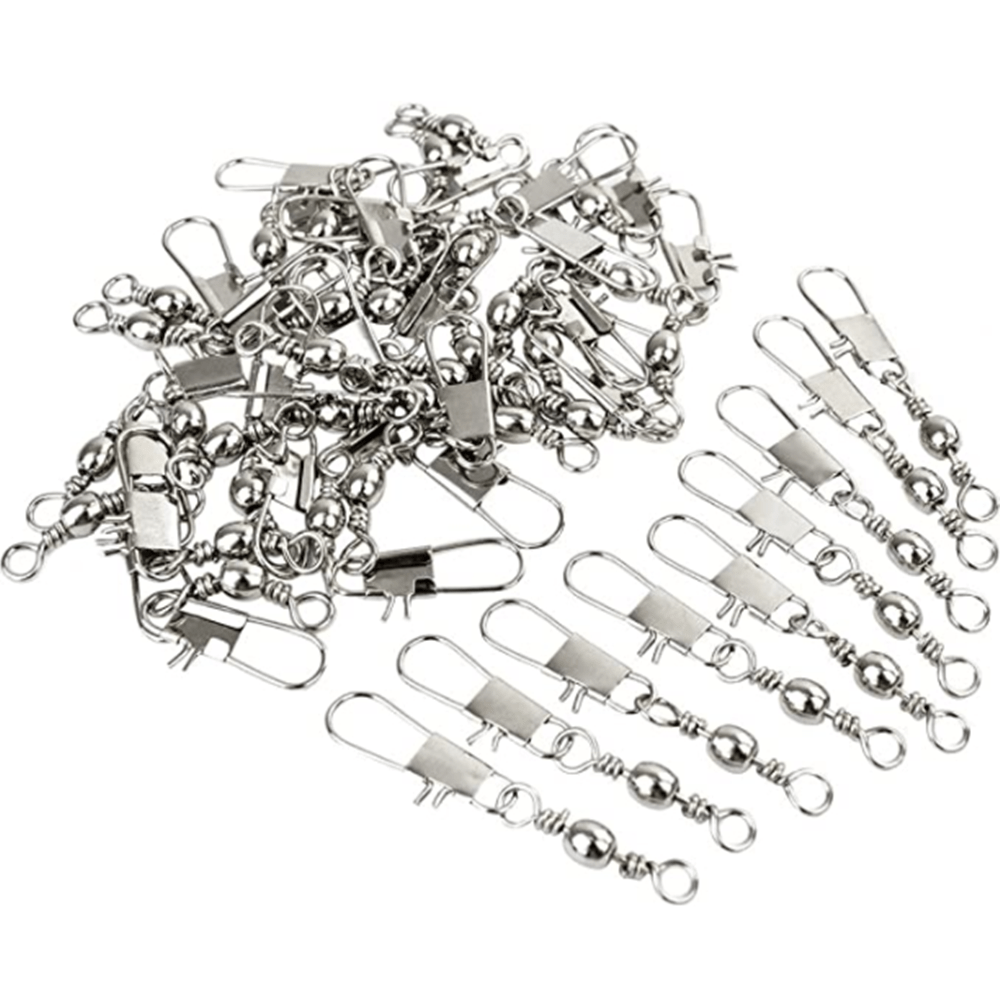 

30pcs 3 Sizes Fish Hook Connector, Solid Ring Barrel Swivel With Safety Snap, Fishing Accessories