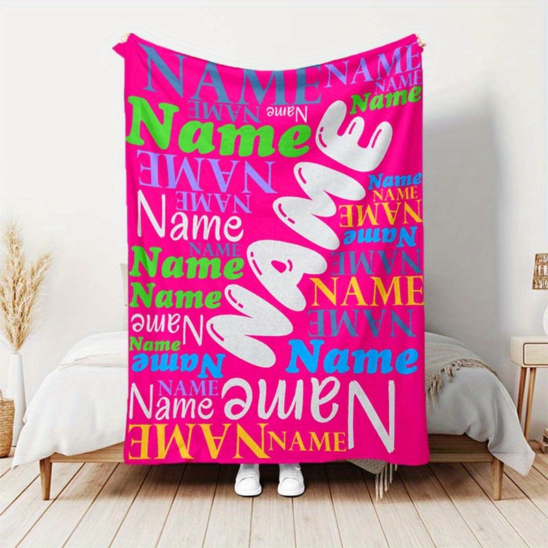 

1pc Customized Name Blanket, Personalized Outdoor Travel Blanket, Sofa Blanket, Suitable For Office Chair Nap, Anniversary Gift