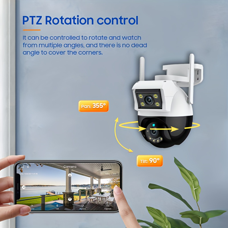 Multifunctional Security Camera, Wireless Outdoor Waterproof WiFi Security Monitoring, High-definition Dual Lens Automatic Rotation Pan Tilt Night Vision Motion Detection, Two-way Audio Security Camera details 2