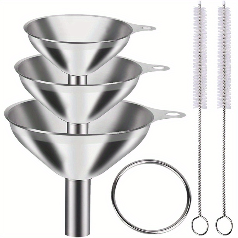 Stainless Steel Funnel Set - 1/3/4/5 Small Metal Funnels For Essential Oils, Spices, Liquids, Kitchen Gadgets, Food-grade Bottling, Portable Funnels
