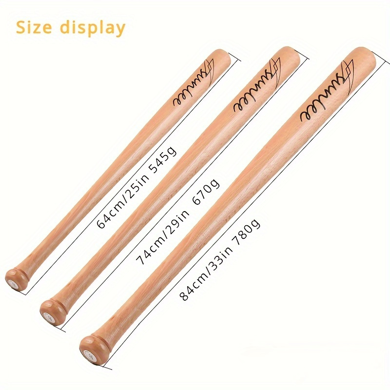 

1pc Wooden Baseball Bat, Solid Baseball Stick, Baseball Equipment For Practice Or Sport Training