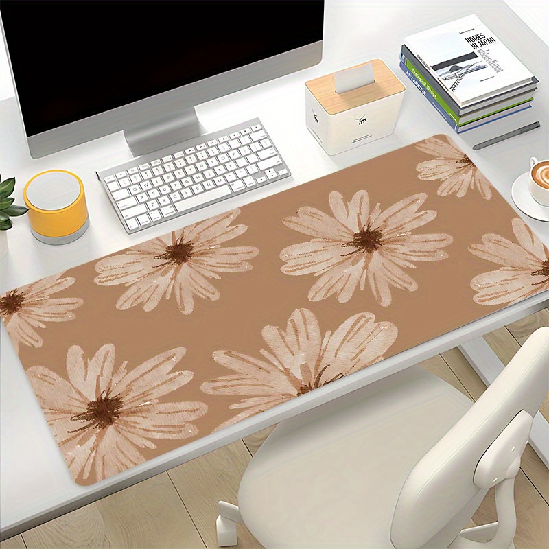 

Vintage Brown Flowers Large Game Mouse Pad Computer Hd Desk Mat Keyboard Pad Natural Rubber Non-slip Office Mousepad Table Accessories As Gift For Boyfriend/girlfriend Size35.4x15.7in