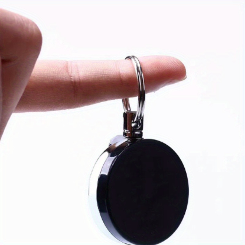 1pc resilience steel wire rope elastic keychain recoil sporty retractable alarm keyring details 5