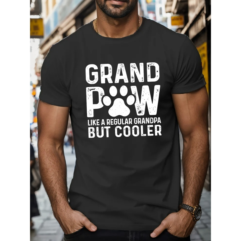 

Grand Paw Print Men's Crew Neck Fashionable Short Sleeve Sports T-shirt, Comfortable And Versatile, For Summer And Spring, Athletic Style, Comfort Fit T-shirt, As Gifts