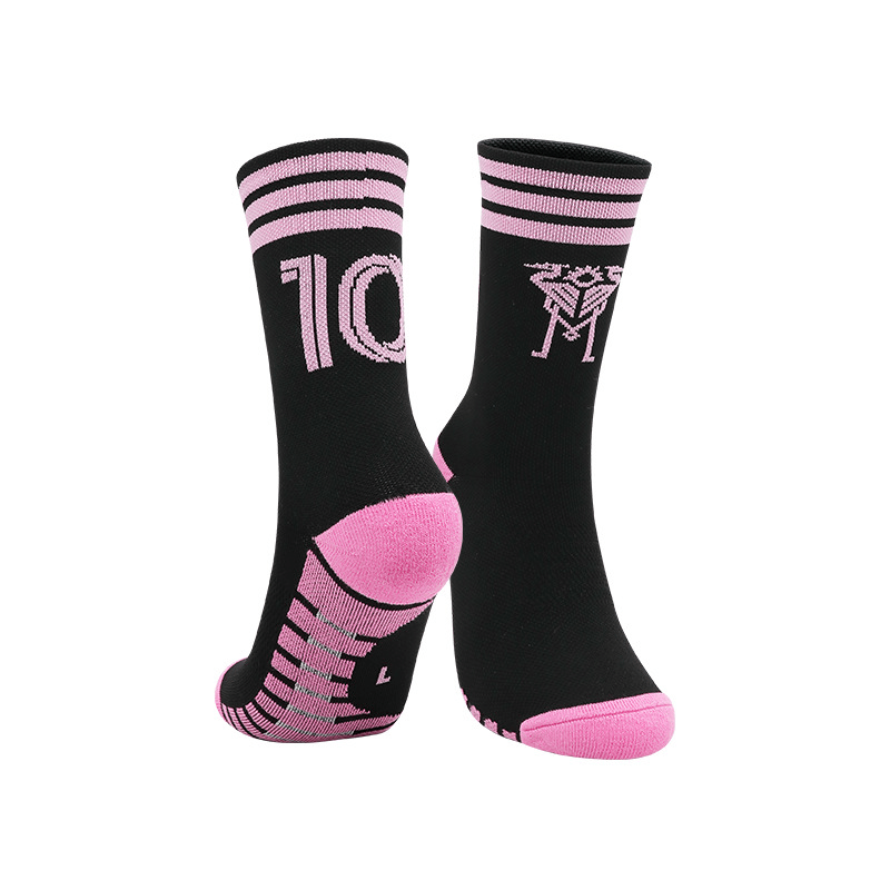 

1 Pair Of Men's Professional Soccer Socks Athletic Crew Socks For Men, Non-slip Cushioned Soccer Training Socks, Mid-calf Sports Socks With Towel Bottom