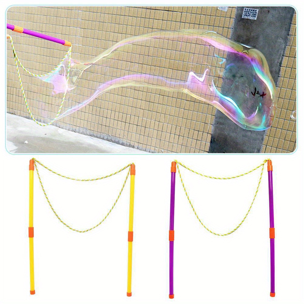 

Giant Bubble Wand Set, 2-piece Dual Bar Bubble Sticks, 61.22inch, Colorful Rope, Large Soap Bubble Maker