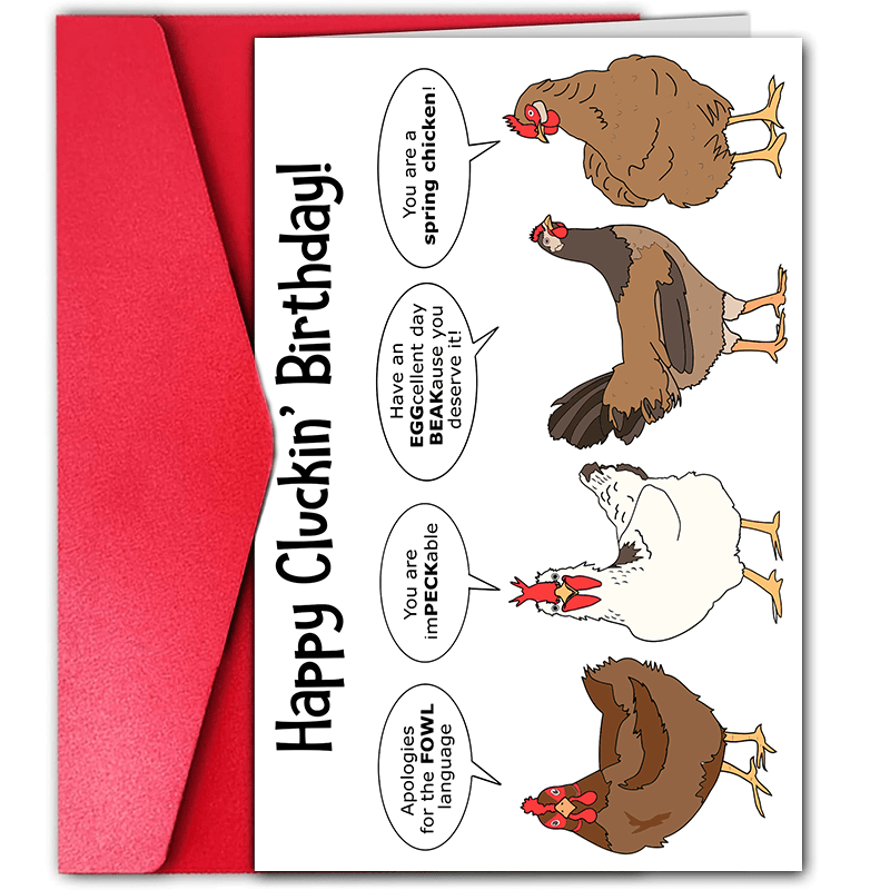 

1pc Funny Birthday Card, Creative 4 Chickens Pattern Greeting Card, Best Gift For Friends Family