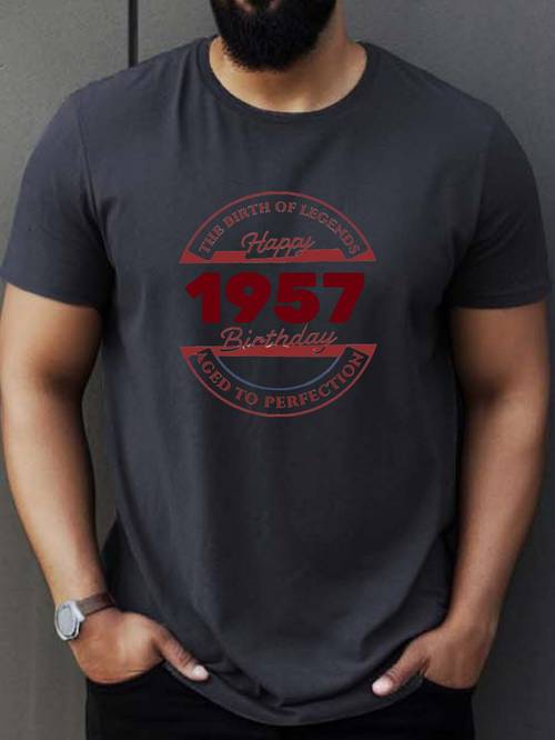 1957 Print Tee Shirt, Tees For Men, Casual Short Sleeve T-shirt For Summer