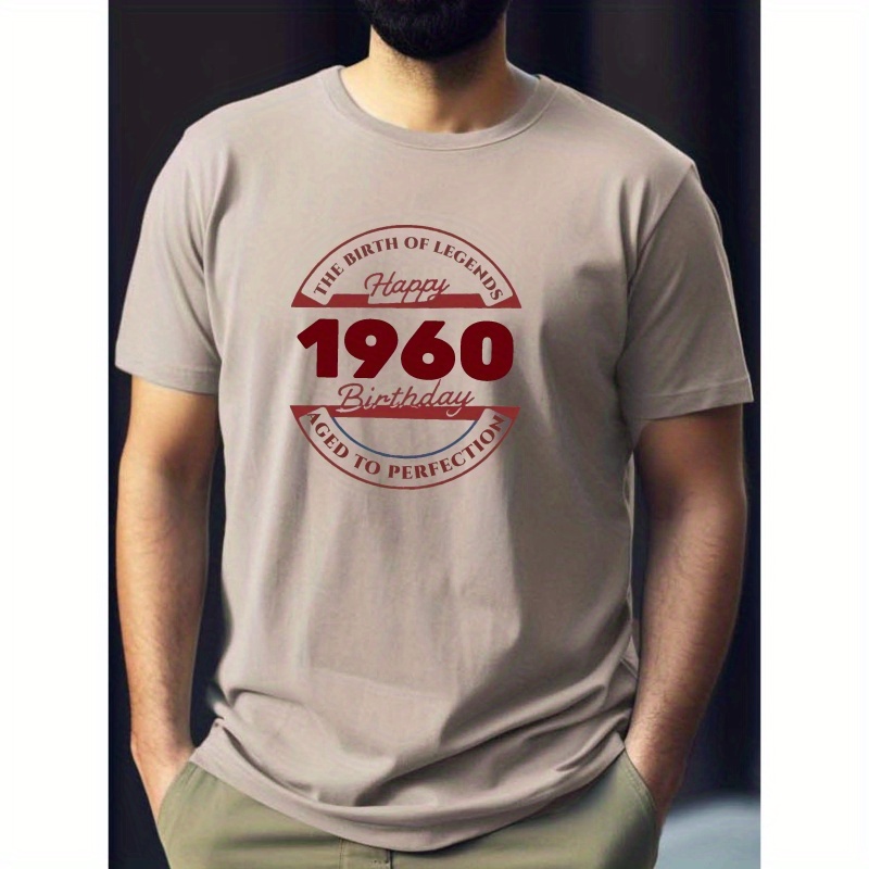 

1960 Print Tee Shirt, Tees For Men, Casual Short Sleeve T-shirt For Summer