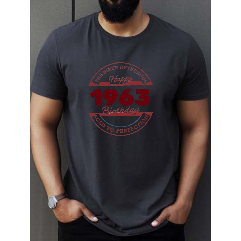 

1963 Print Tee Shirt, Tees For Men, Casual Short Sleeve T-shirt For Summer