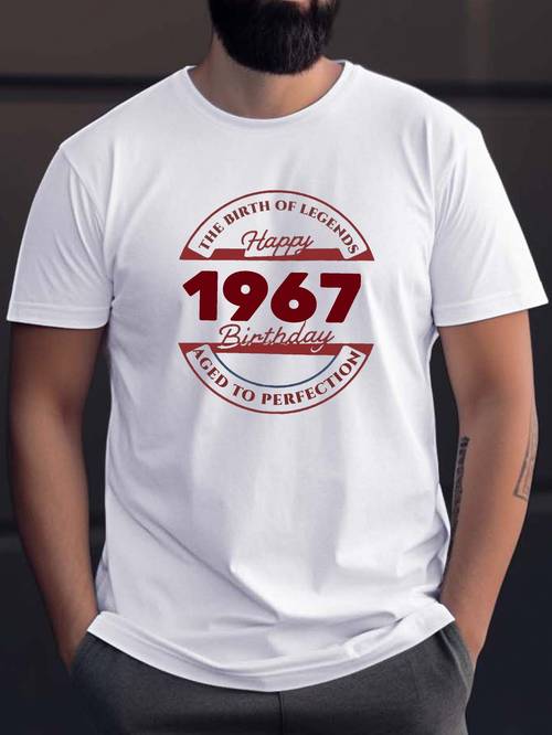 1967 Print Tee Shirt, Tees For Men, Casual Short Sleeve T-shirt For Summer