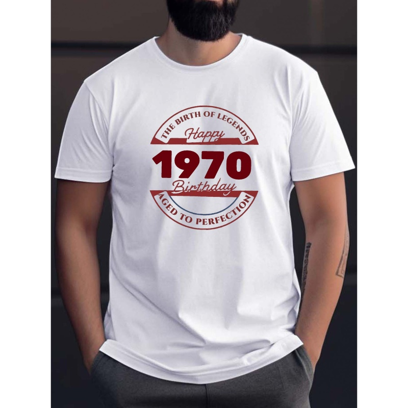 

1970 Print Tee Shirt, Tees For Men, Casual Short Sleeve T-shirt For Summer