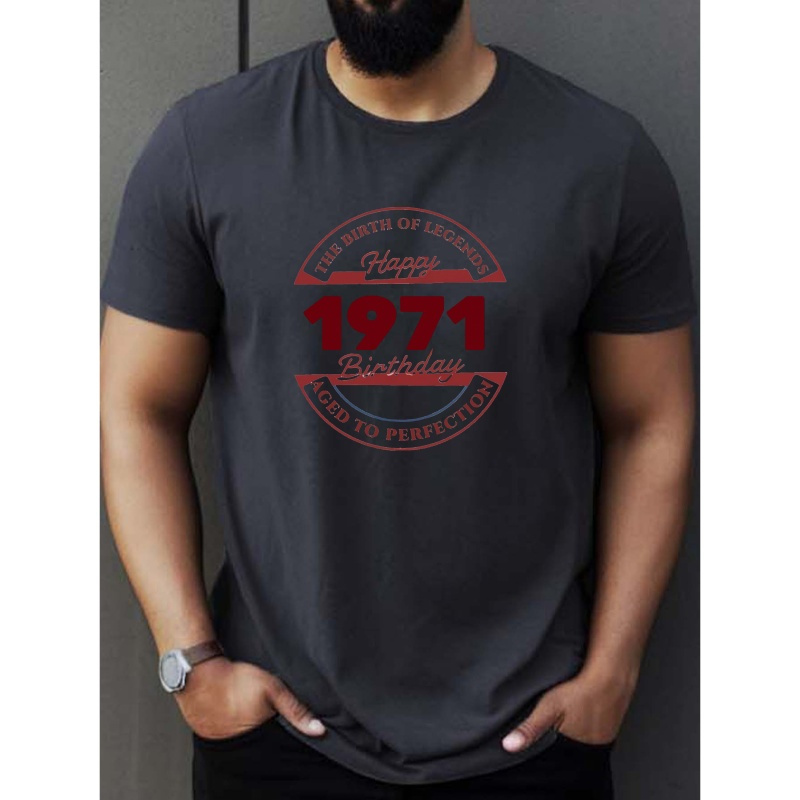 

1971 Print Tee Shirt, Tees For Men, Casual Short Sleeve T-shirt For Summer