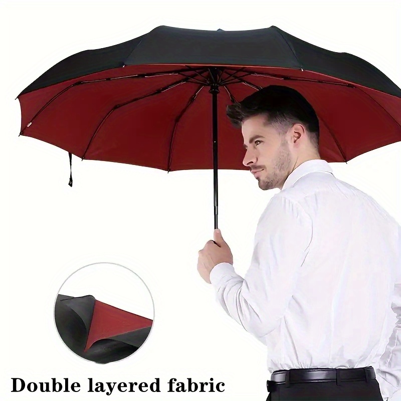 

Double-layered Windproof Business Portable Folding Umbrella For Both Sunny And Rainy Day, Perfect For Women's & Men's Activities