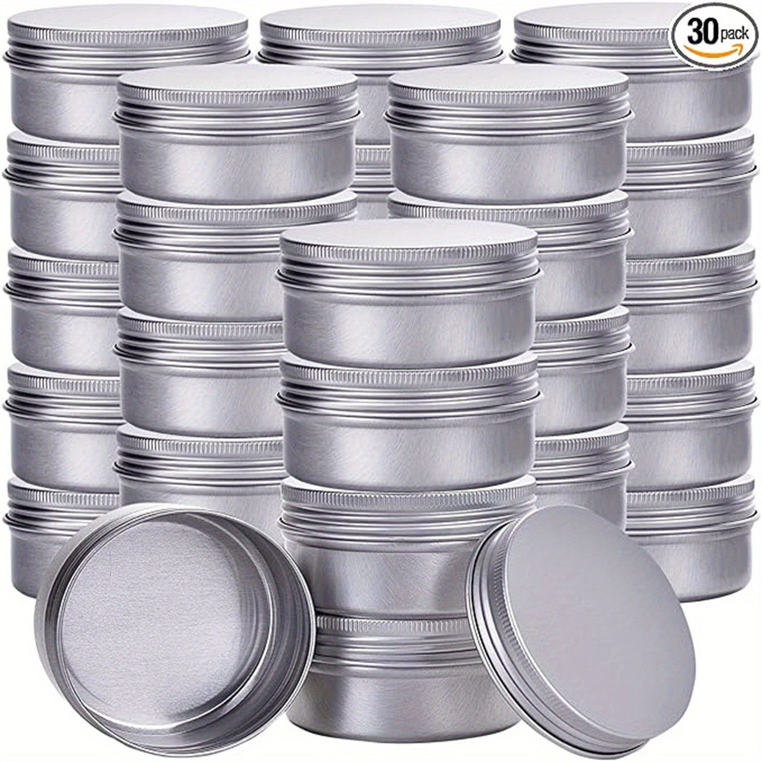 

30pcs/pack Aluminum Tin Cream Jar Refillable Containers 30ml Aluminum Screw Lid Round Tin Container Bottle For Cosmetic, Lip Balm, Cream