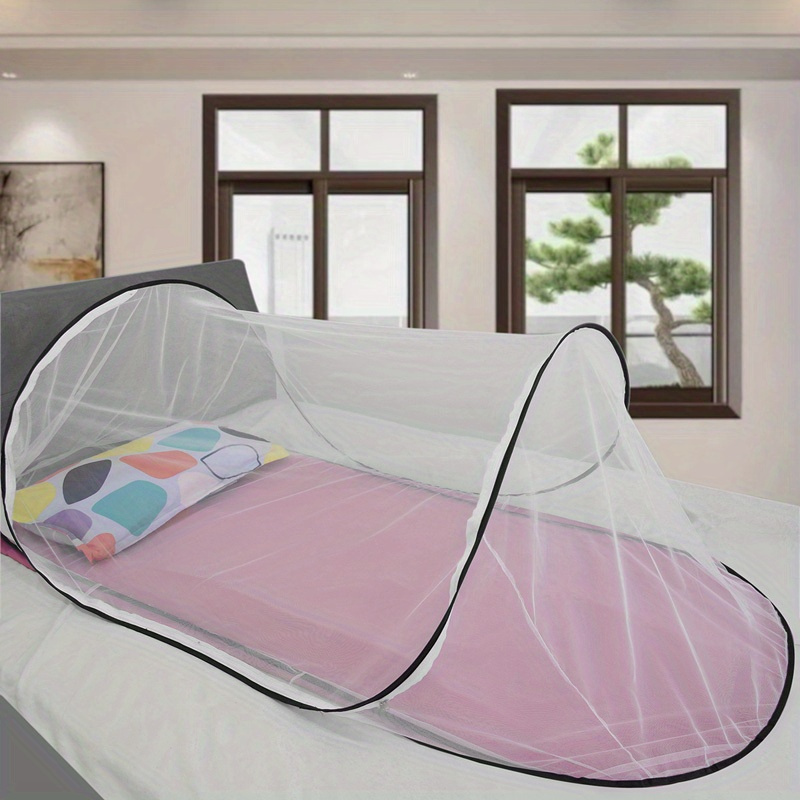 

1pc Foldable Mosquito Net For Bed, Encrypted Mesh Canopy, Portable Pop-up Design, 200cm X 80cm X 56cm, Perfect For Student Dorms, Camping And Outdoor Use
