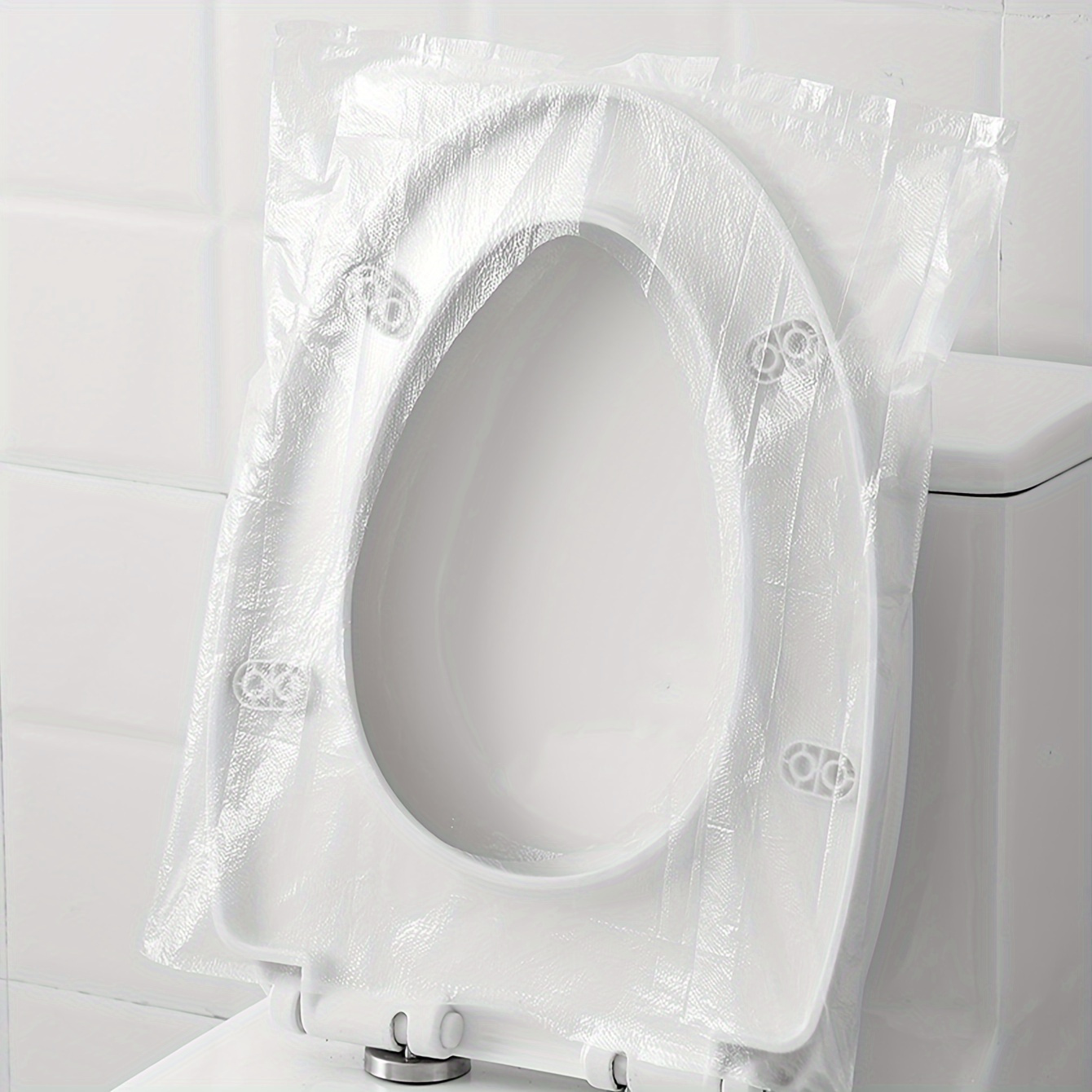 TEMU 50pcs Portable Transparent Disposable Toilet Seat Covers, Plastic, Waterproof And Hygienic, Cushioned Paper Alternative For Travel Use, Toilet Supplies