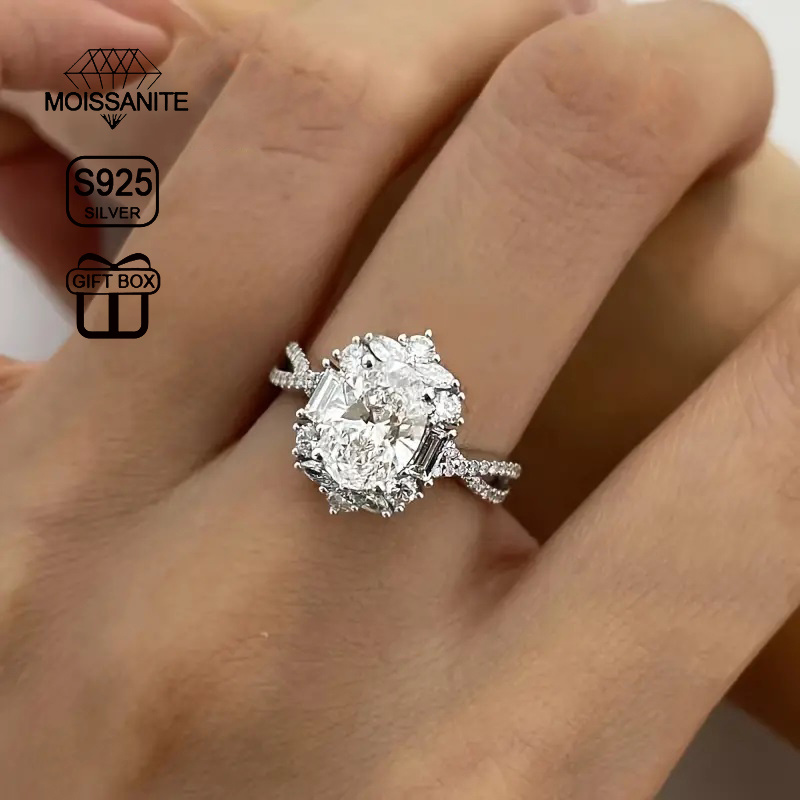 approximately 3 5g s925 silvery low allergy 2ct egg shaped moissanite cross goose egg womens ring bohemian jewelry anniversary ring gift for girlfriend details 2