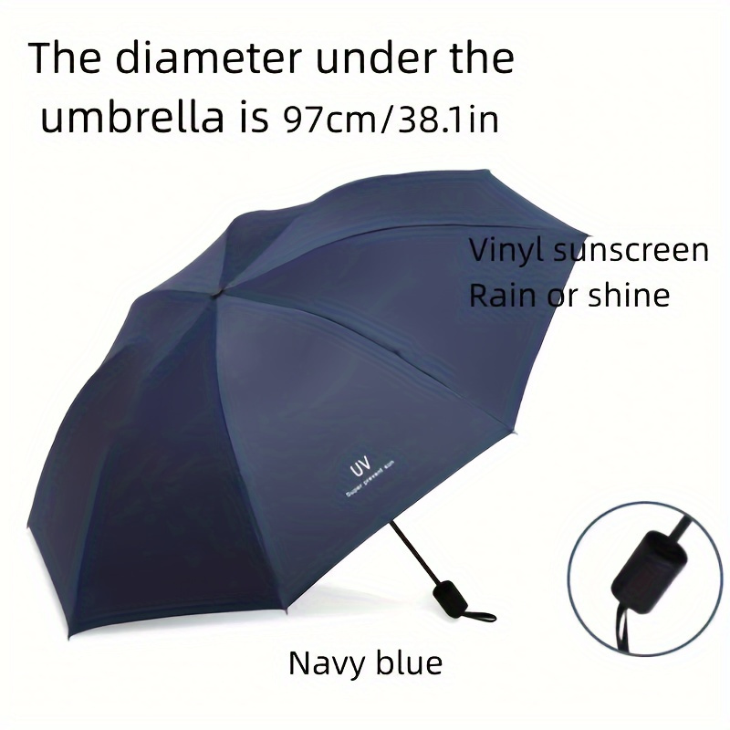

8 Ribs Solid Color Folding Umbrella With Uv Protection, Casual Lightweight Durable Portable Umbrella For Men & Women
