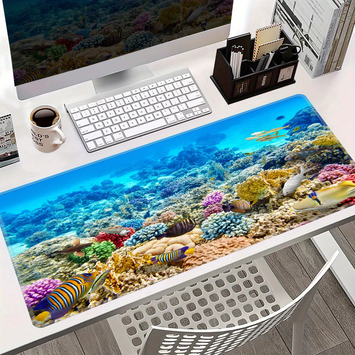

Underwater World Pattern Large Mouse Pad 35.4*15.7inch - Non-slip, Washable Rubber Desk Mat For Laptop, Keyboard - Comfortable Writing Surface, Perfect For Gaming, Office, And Gifts For Boys And Girls