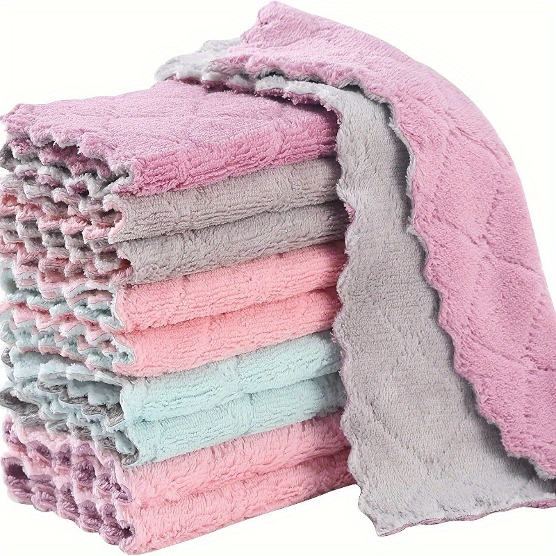 10pcs Multi-Purpose Kitchen Towels - Durable, Absorbent Dishcloths for Efficient Cleaning in Kitchen & Bathroom