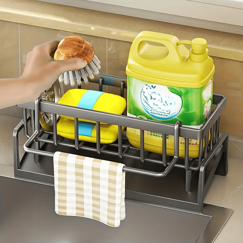 

1pc Compact Stainless Steel Kitchen Sink Organizer - For Sponges, Soaps, Brushes, & Dishcloths - Ideal For And Organized Kitchens, Sponge Holder For Kitchen Sink