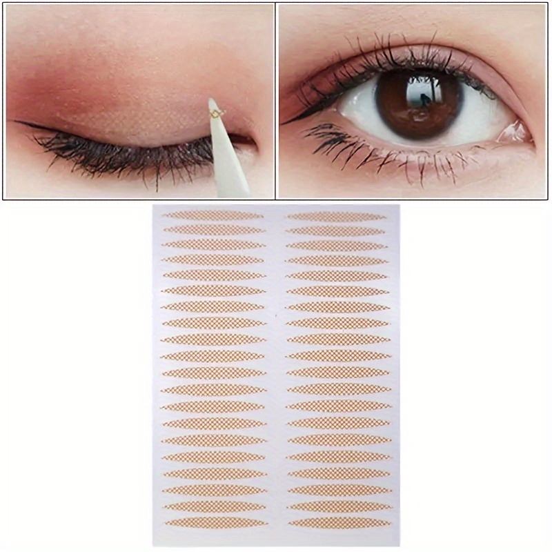 

80 Double Eyelash Tape Pieces - Perfect Look With Invisible Mesh Eyelash Tape - Eyelash Extension For Bigger Eyes, Instant Lift For Droopy And Uneven Eyelashes, Small Eyes