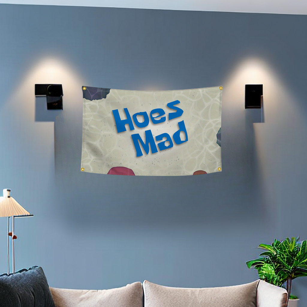 

1pc Irreverent Humor Banner, "hoes Mad" Quote, 2x3 Ft (60x90cm), Fabric Wall Décor With Brass Grommets For Indoor And Outdoor Display