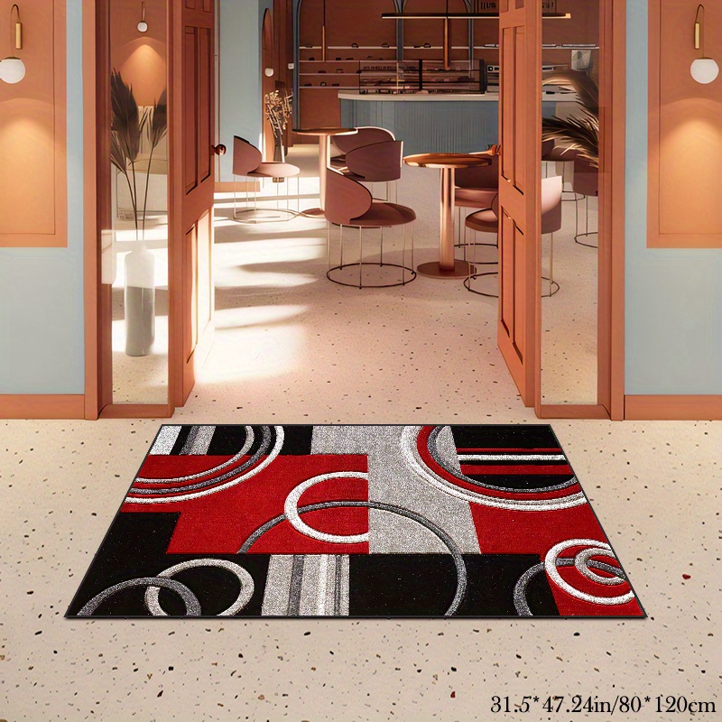 

Geometric Pattern Decorative Living Room Soft Carpet, Machine Washable Non-slip Carpet, Hotel Cafe Shop Carpet