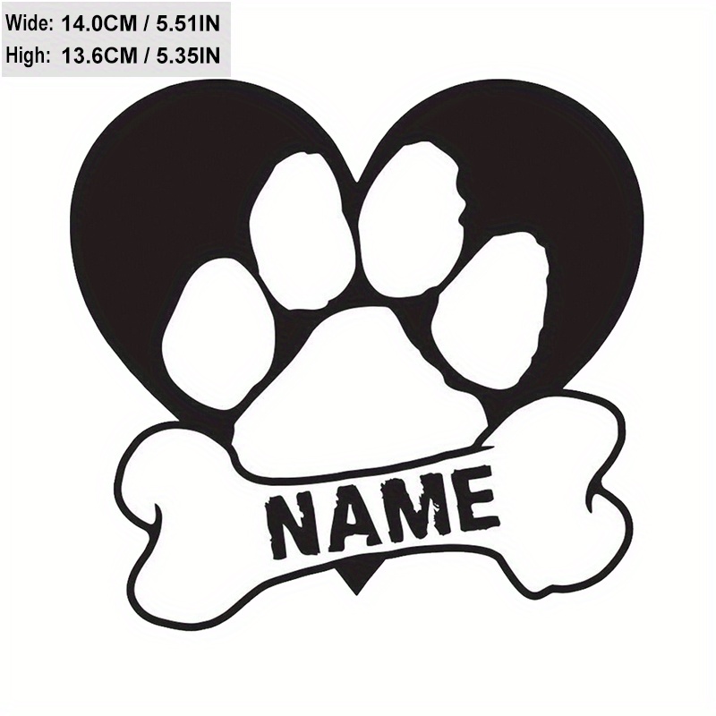 

Customized Dog "heart" Sticker - Many Colors - Personalized Name Vinyl Decal Memorial Paw Bone Car Truck Window Pet