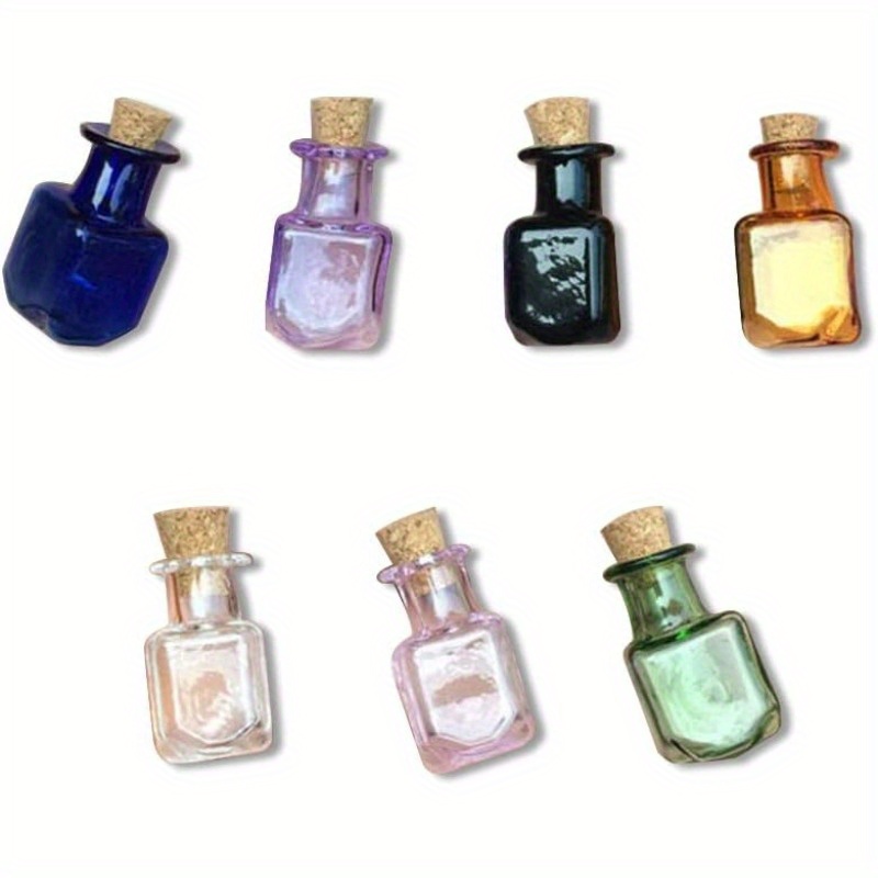 

7pcs Mini Glass Color Bottles Rectangle Cute Bottles With Cork Little Bottles Gift Tiny Jars Vials Mix 7 Colors