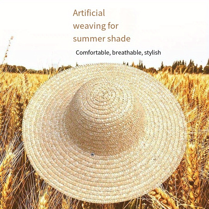 

Breathable Wide Brim Straw Fedora Hat For Men & Women - Farmer Sun Hat