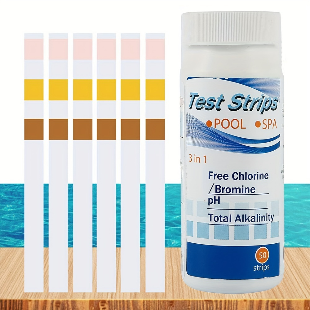 

50pcs, 3-in-1 Pool & Spa Test Strips For Ph, Chlorine, Bromine Total Alkalinity, Swimming Pool Water Quality Testing Kit With Color Chart On Bottle