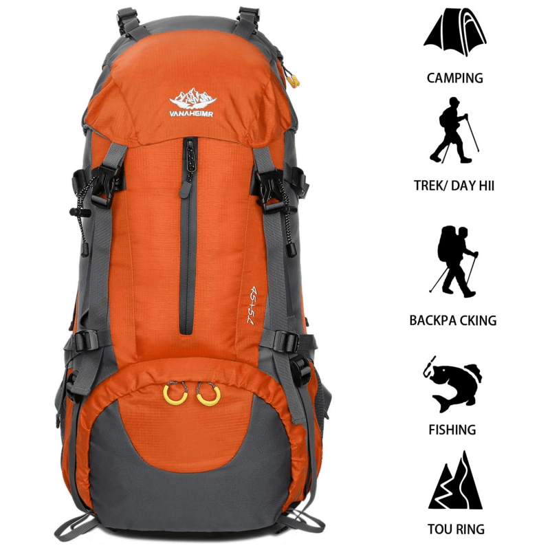 50l hiking backpack with adjustable straps emergency whistle lightweight 45l 5l expandable sports travel backpack for outdoor trekking camping