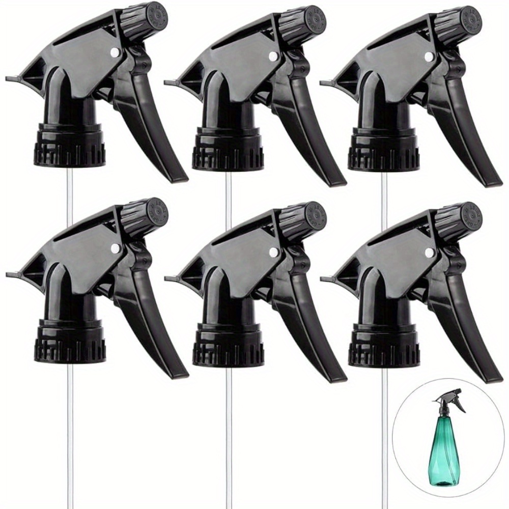 

6pcs/set Spray Bottle Replacement Nozzles, Heavy Duty Adjustable Mist & Stream Sprayer Tops, Durable Plastic, For Home, Garden, Office Cleaning (black)