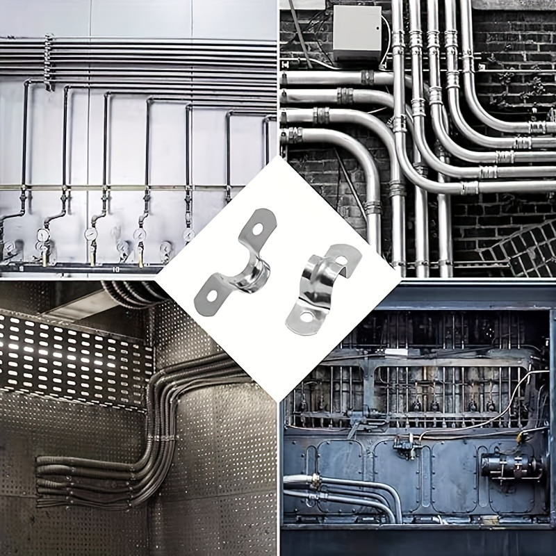 50pcs heavy duty stainless steel pipe clamps rigid 1 2 two hole u bracket metal cable straps with 0 47 width for secure holding high quality metallic   for durable use secure fastening sleek metallic   durable construction details 0