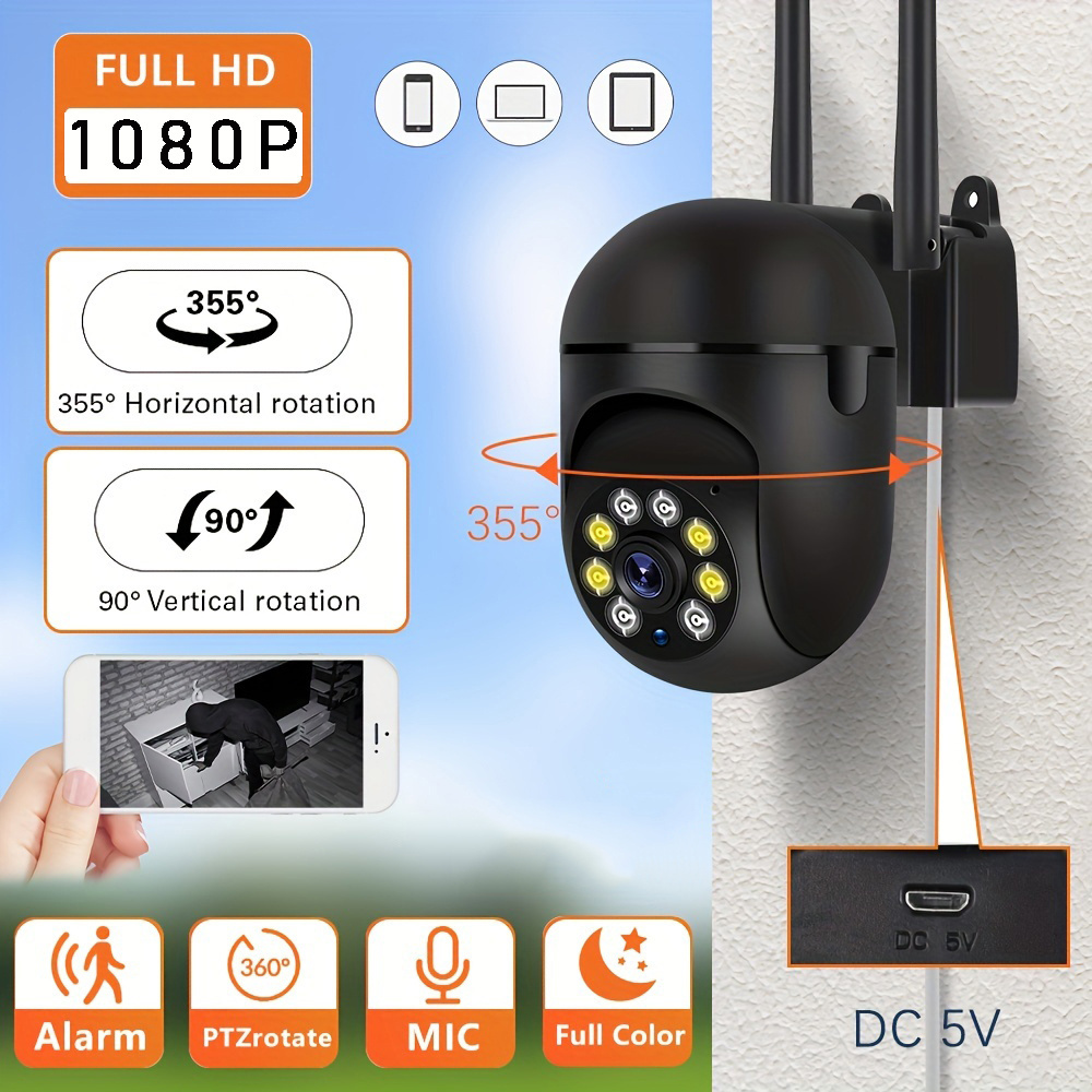 hd 1080p wifi surveillance camera 355 degree hd   camera with intercom remote high definition night vision camera suitable for indoor and outdoor non   anti domestic   operation christmas thanksgiving gifts details 0