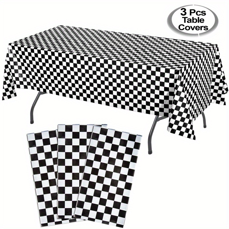 

3- Checkered Tablecloths - 54" X 108" Disposable And Plastic Table For Parties, Decor, Universal