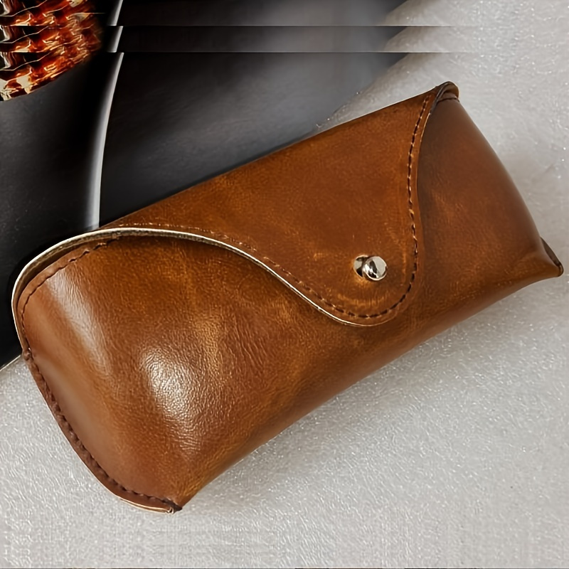 E-shop Trendiges elegantes einfaches Clip-Brillenetui, großes Fassungsvermögen aus echtem Leder, modische Brillenbox, tragbare Brillenaufbewahrung,