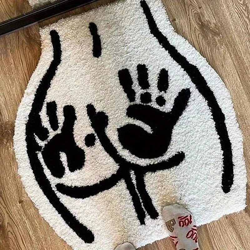 

Ultra-soft, Non-slip Tpr Backed Carpet With Unique Butt Handprint Design - Perfect For Bedroom, Living Room, And Bathroom Decor, Machine Washable Polyester