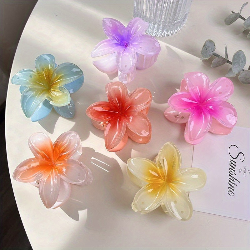 

6pcs Elegant Flower Shaped Hair Grab Clips Trendy Non Slip Ponytail Holders For Women And Girls Wear