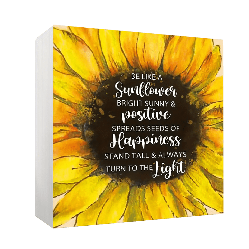 TEMU 1pc, Sunflower And Letter Square Foam Pvc Desktop Ornament, Be Like A Sunflower Positive Letter Tabletop Home Office School Decor, Art Craft