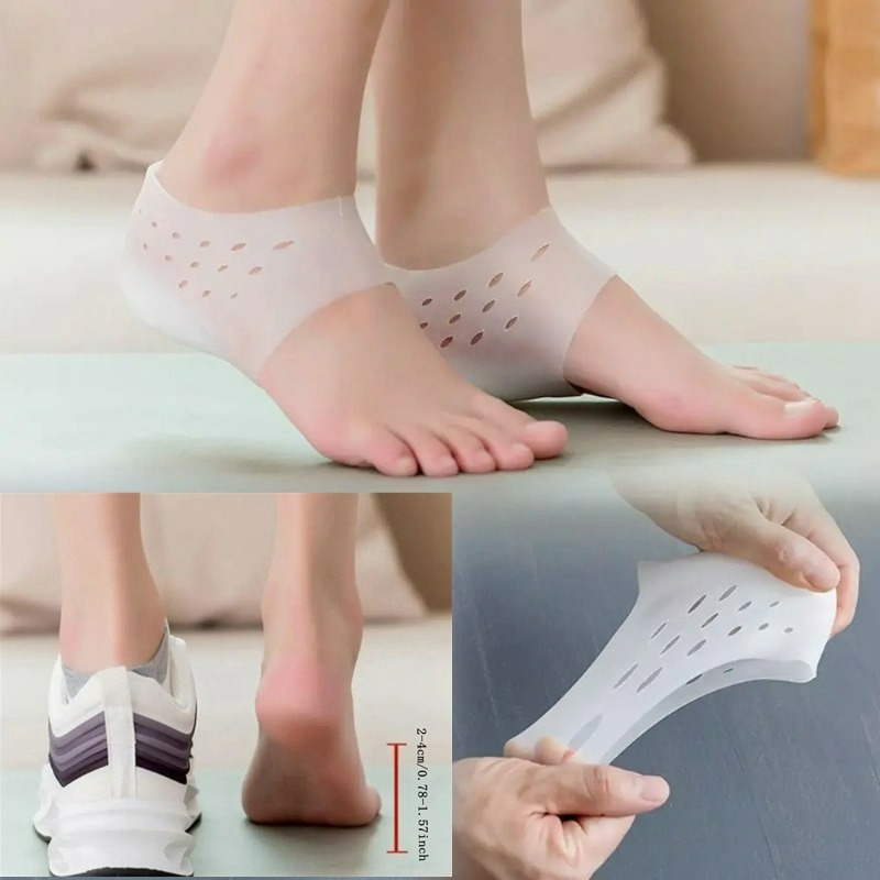 1pair Silicone Invisible Height Increase Socks 2.0 4.0cm 0.78 1.57inch Lifting Cushion Soft Gel Heel Insoles For Casual Wear Comfortable Inner Heightening Pad Portable And Durable