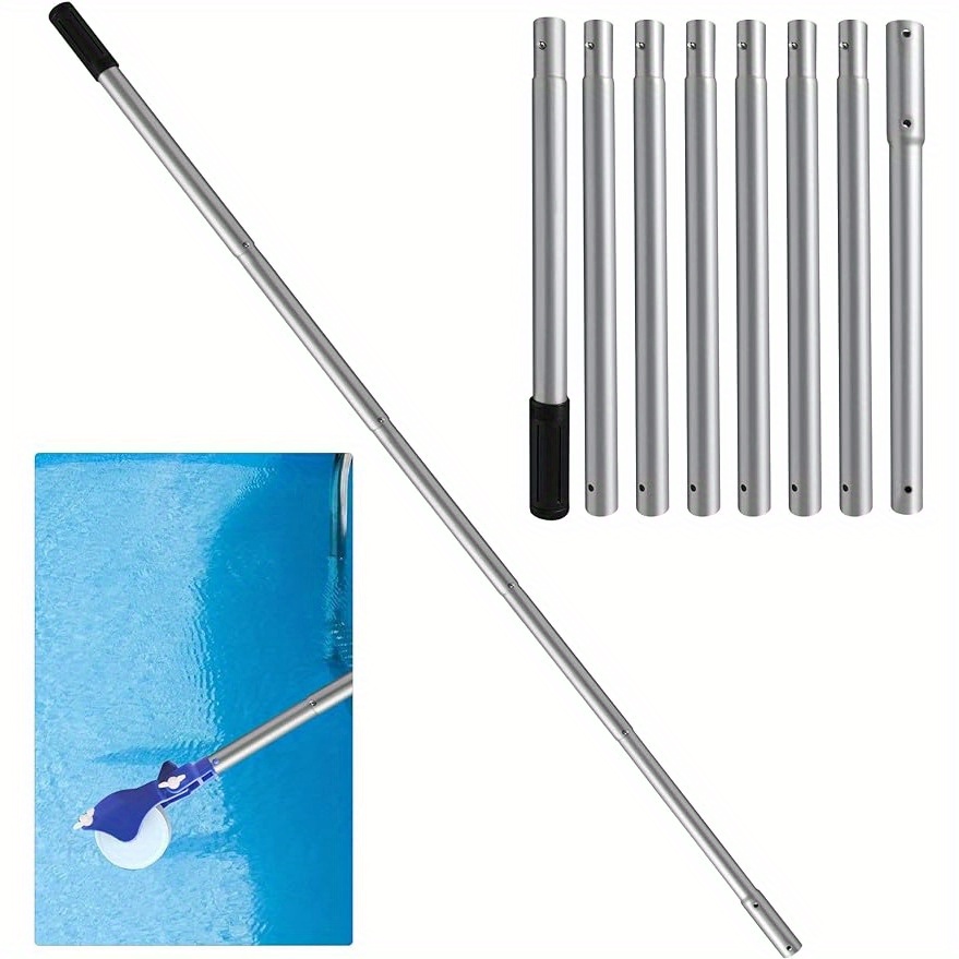 

11.7ft Aluminum Telescoping Pool Pole - 8-section Adjustable Pool Cleaning Tool For Brushes, Vacuum Heads, Nets, Pool Maintenance Accessories