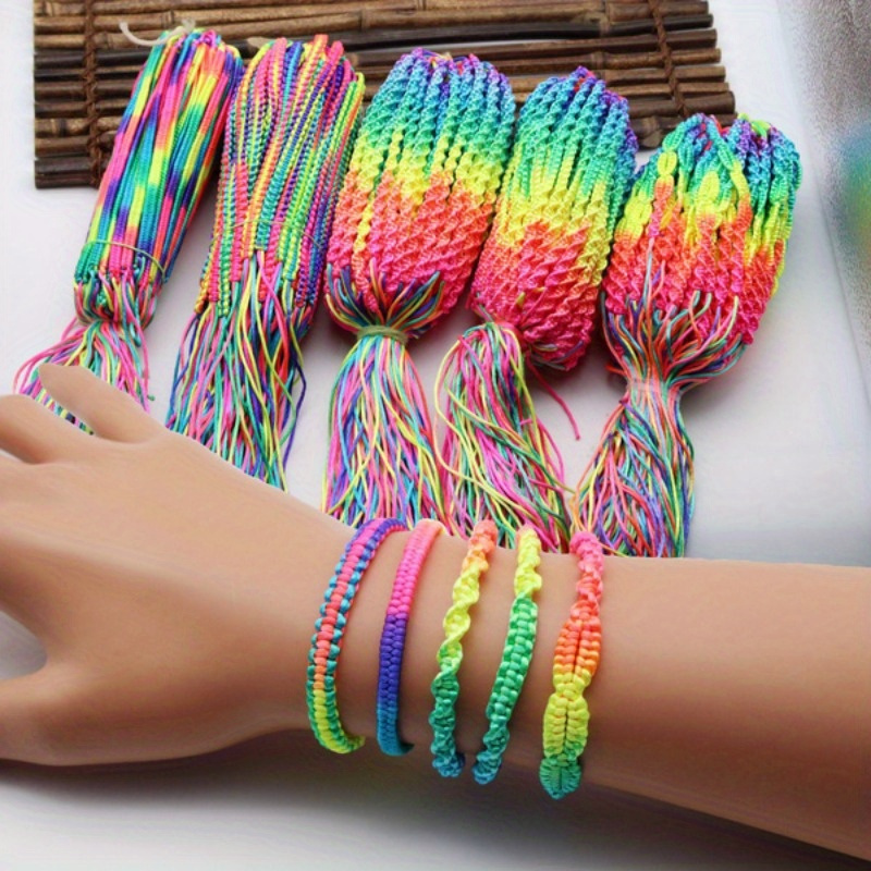 

10/20pcs Rainbow Color Mixed Woven Bracelets, Friendship Accessories For Men, Jewelry Gifts