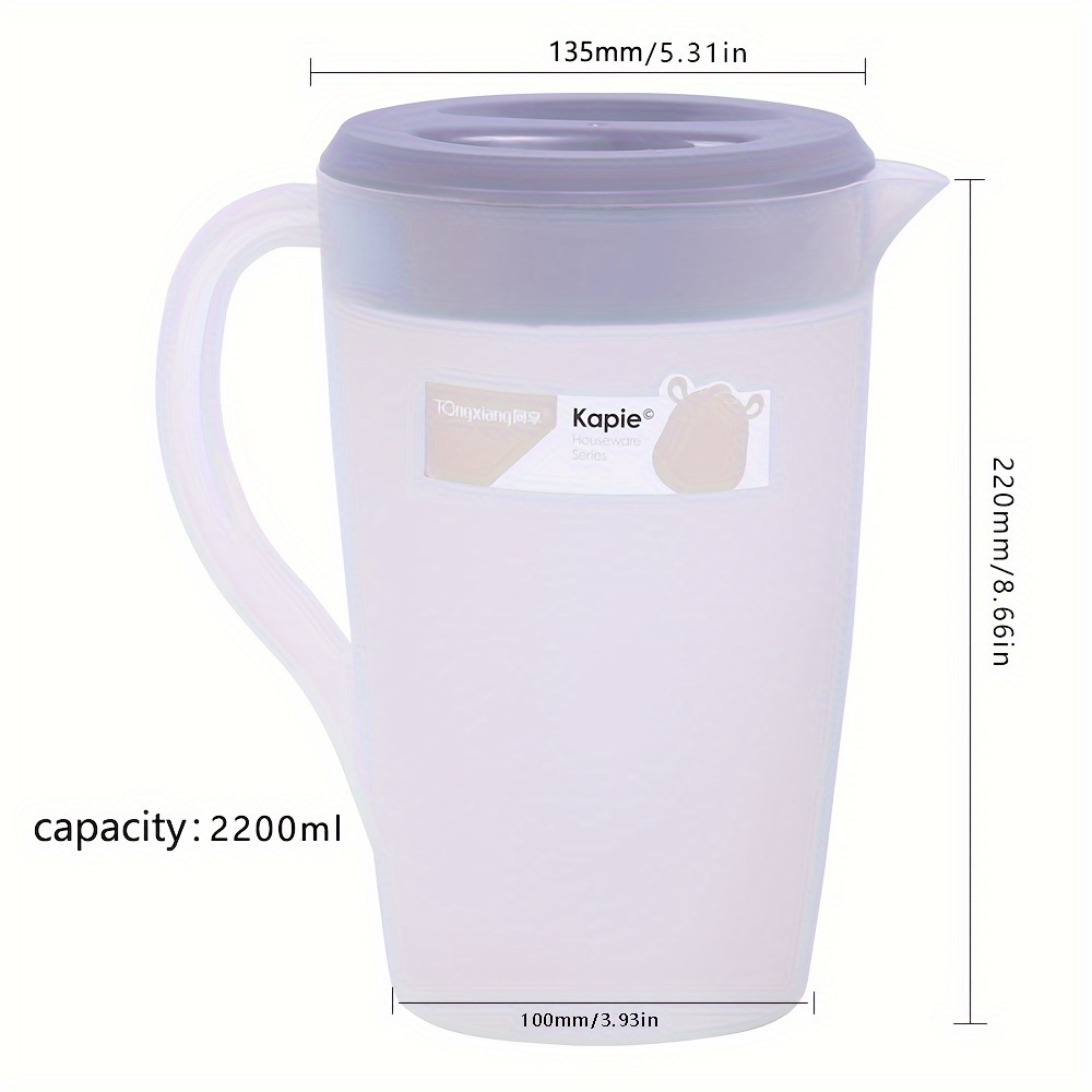 

Versatile Kitchen & Dining Pitcher - Durable, Heat-resistant Plastic Carafe With Lid For Hot & Cold Beverages, Easy To Clean